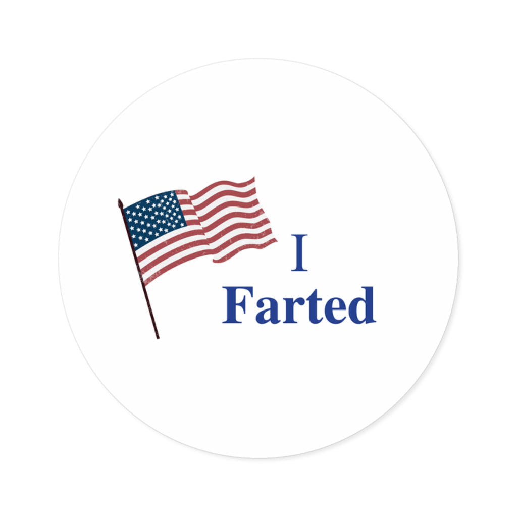 American flag with 'I Farted' text on a white background